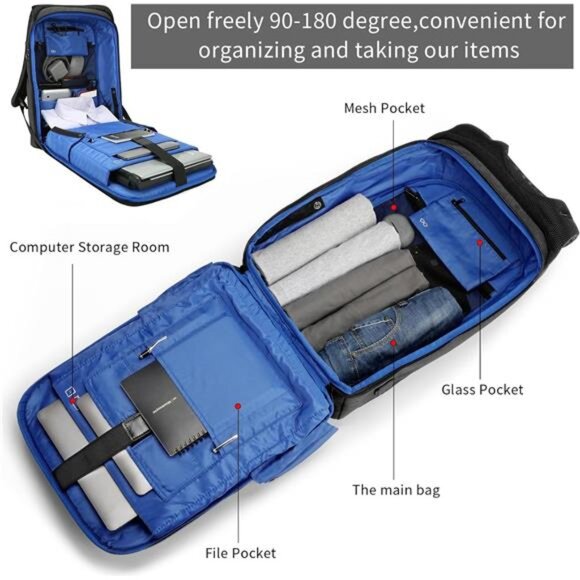 Laptop Backpack 15.6 inch with TSA Lock and USB Charging Flight Approved - Picture 6 of 14